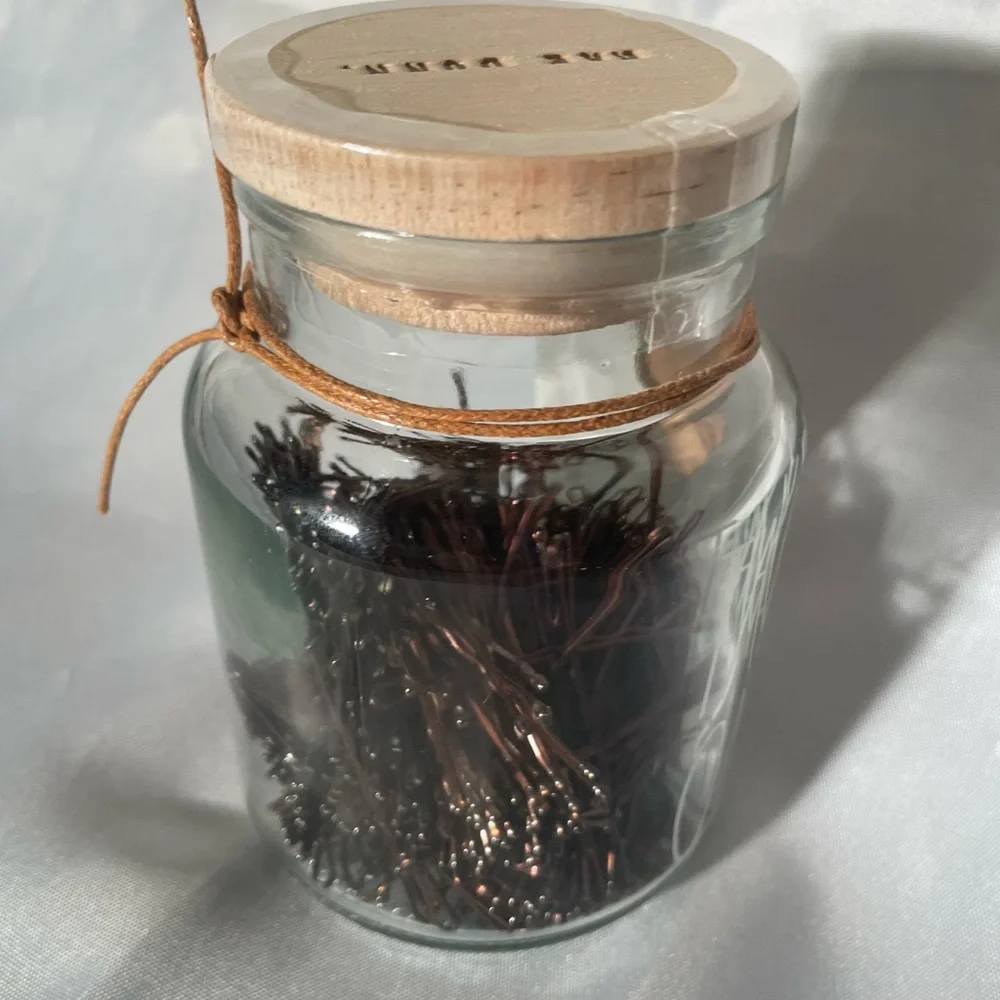 Rae Dunn TAKE ONE Hair Pins Bobby Pins Glass Storage Jar